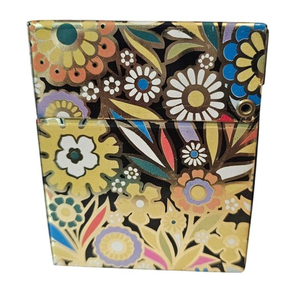 J Chein USA Recipe Box Tin Metal Vtg Cooking Recipes Mod Retro Flowers Floral - Picture 12 of 13